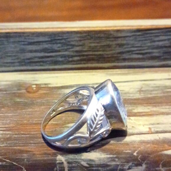 Seta Womans Sterling Silver Filigree /W Aurora Borealis Crystals 9/ 12 Grams - Picture 2 of 8